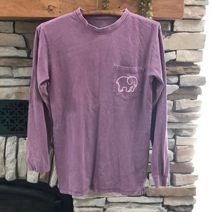 Ivory Ella Violet Purple Distressed Long Sleeve Tee Size Small